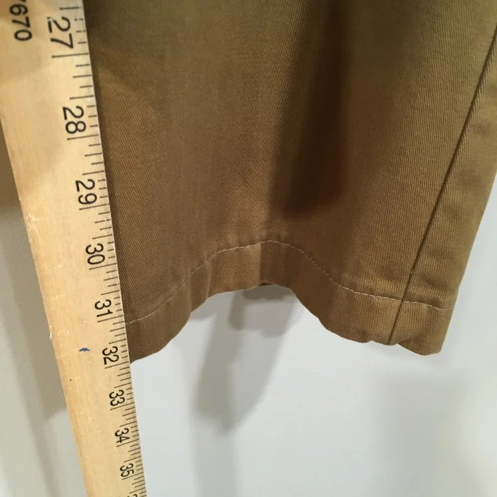 Lands End Tailored Fit Chino Pants Mens 37x32 Brown Flat Front Classic Preppy